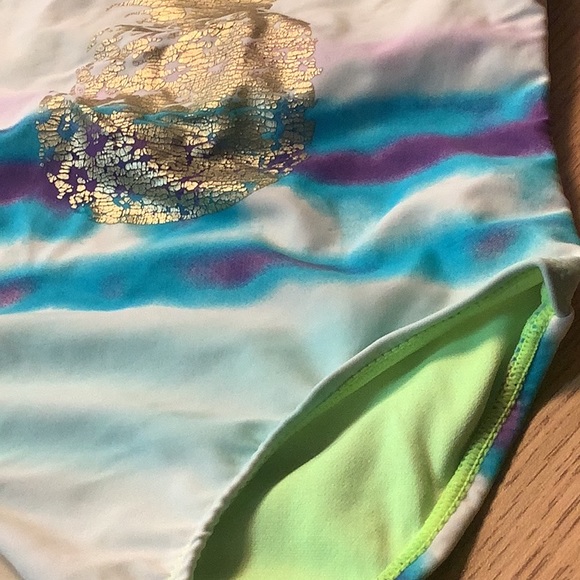 Arizona, one piece swimsuit, blue purple pink with a pineapple on front … - Picture 5 of 7